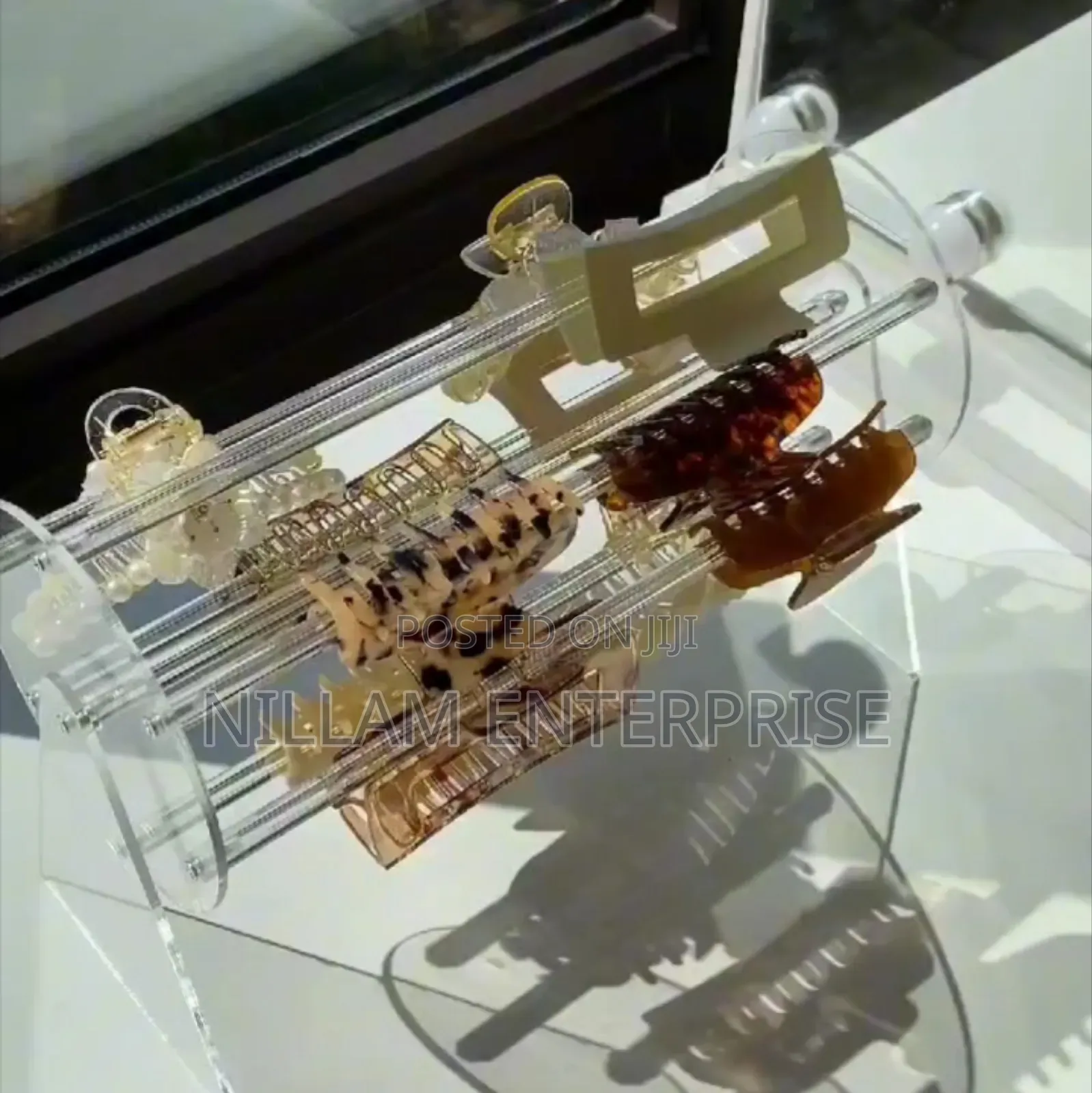 360°Rotating Acrylic Headband Holder/Claw Clip Organizer