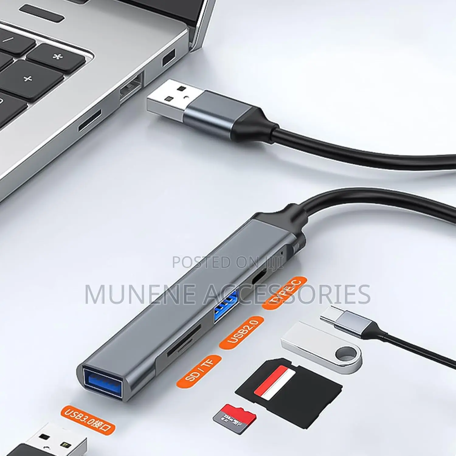 Usb-C Hubs 5 Port Usb Splitter Data Cable Memory Card Adapter