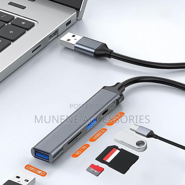 Usb-C Hubs 5 Port Usb Splitter Data Cable Memory Card Adapter - thumbnail 2