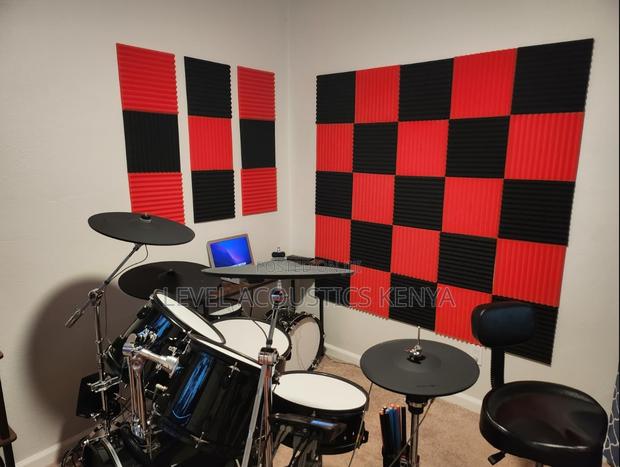 12 Pack Acoustic Foam Panels (Black Red) - main view