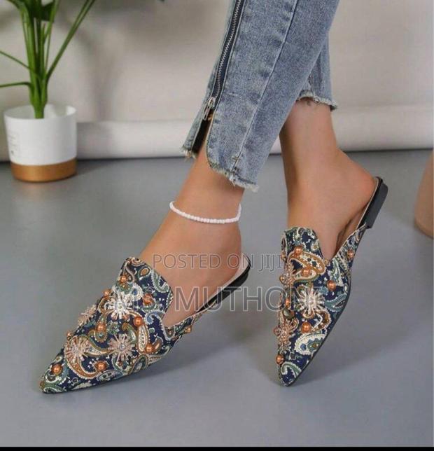 Luxury Women's Decorated Flat Mules Size 36 -40
