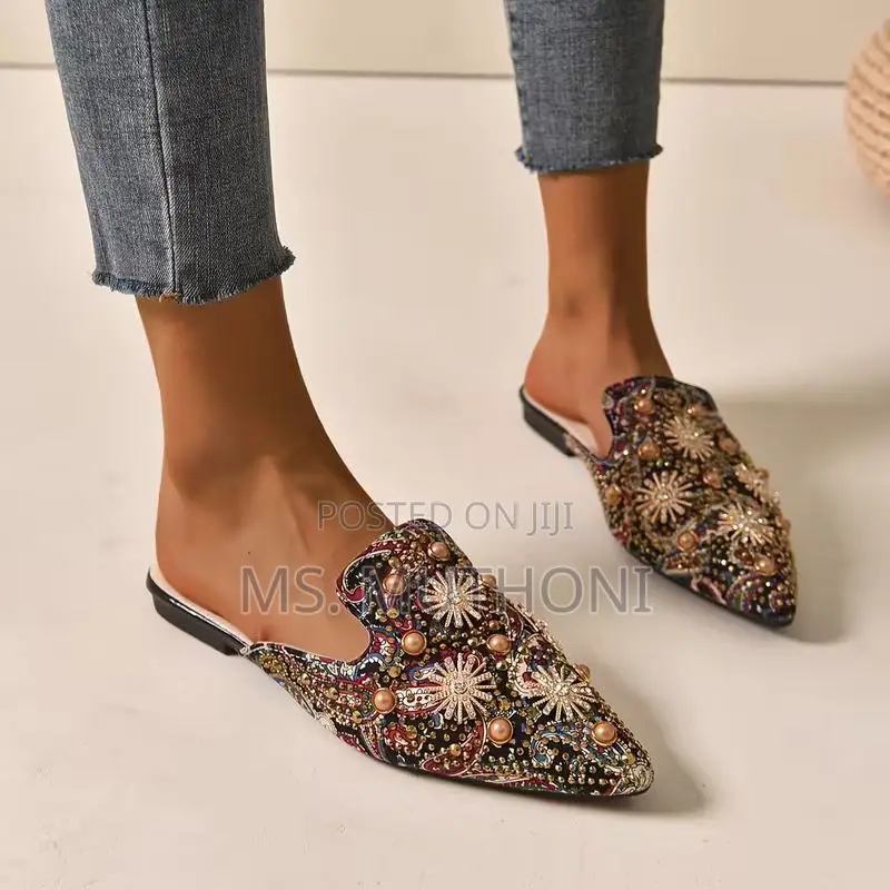 Luxury Women's Decorated Flat Mules Size 36 -40