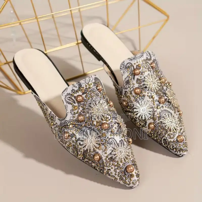 Luxury Women's Decorated Flat Mules Size 36 -40