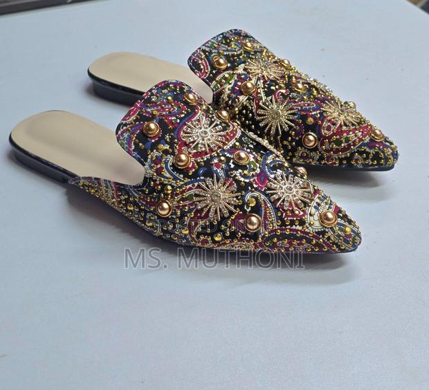 Luxury Women's Decorated Flat Mules Size 36 -40 - thumbnail 4