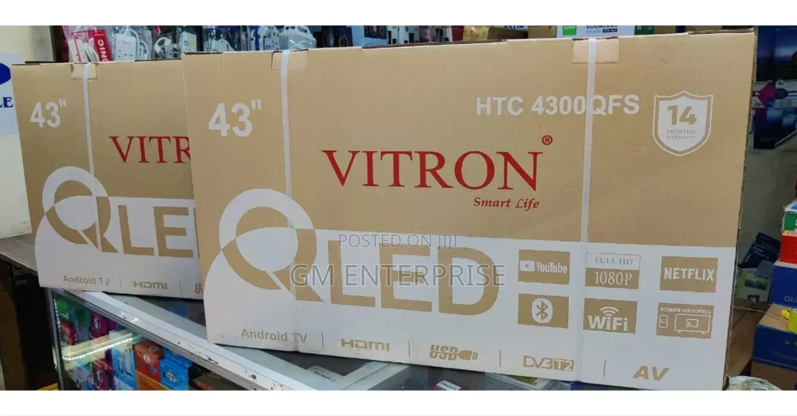 *Vitron 43" Qled Smart Android Frameless With Bluetooth