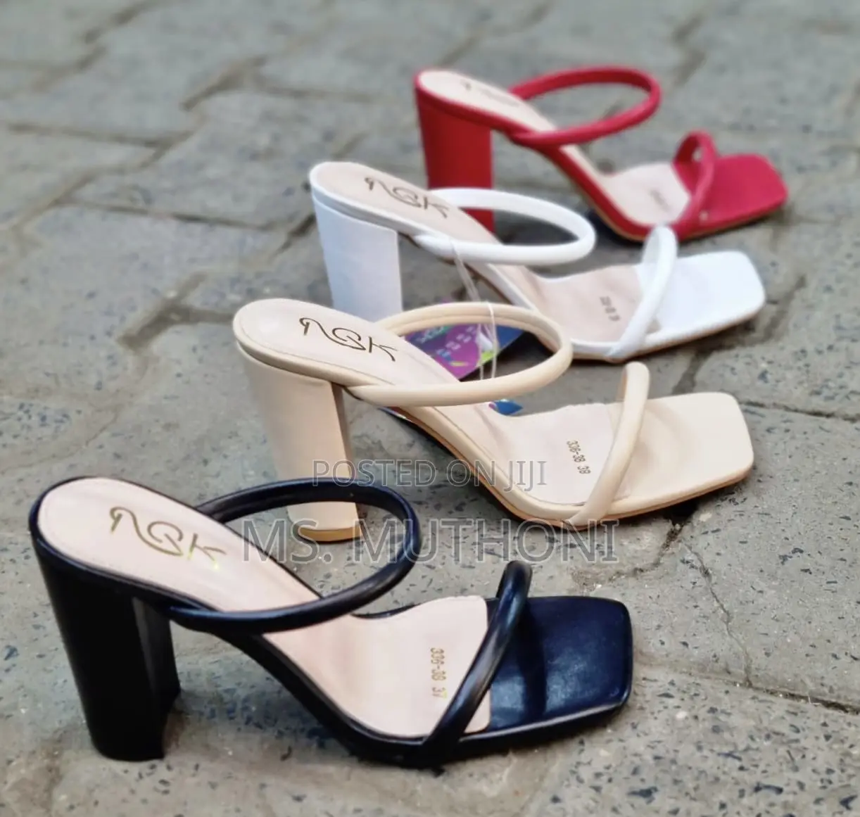 Square-Toe, Double-Strap High Block Heel Sandals Size 37-41