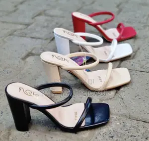 Square-Toe, Double-Strap High Block Heel Sandals Size 37-41