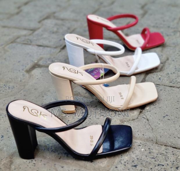 Square-Toe, Double-Strap High Block Heel Sandals Size 37-41 - thumbnail 5