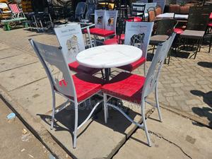 White Marble Round Table And Chairs - main view