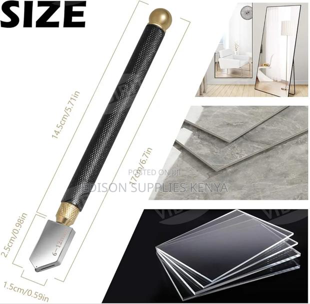 Glass Cutters 5pcs Set Changeable Cutting Blades Heavy Duty - thumbnail 2