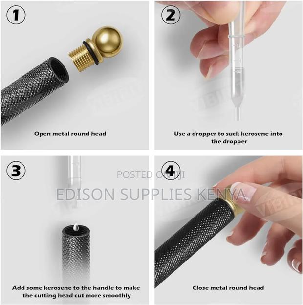 Glass Cutters 5pcs Set Changeable Cutting Blades Heavy Duty - thumbnail 5