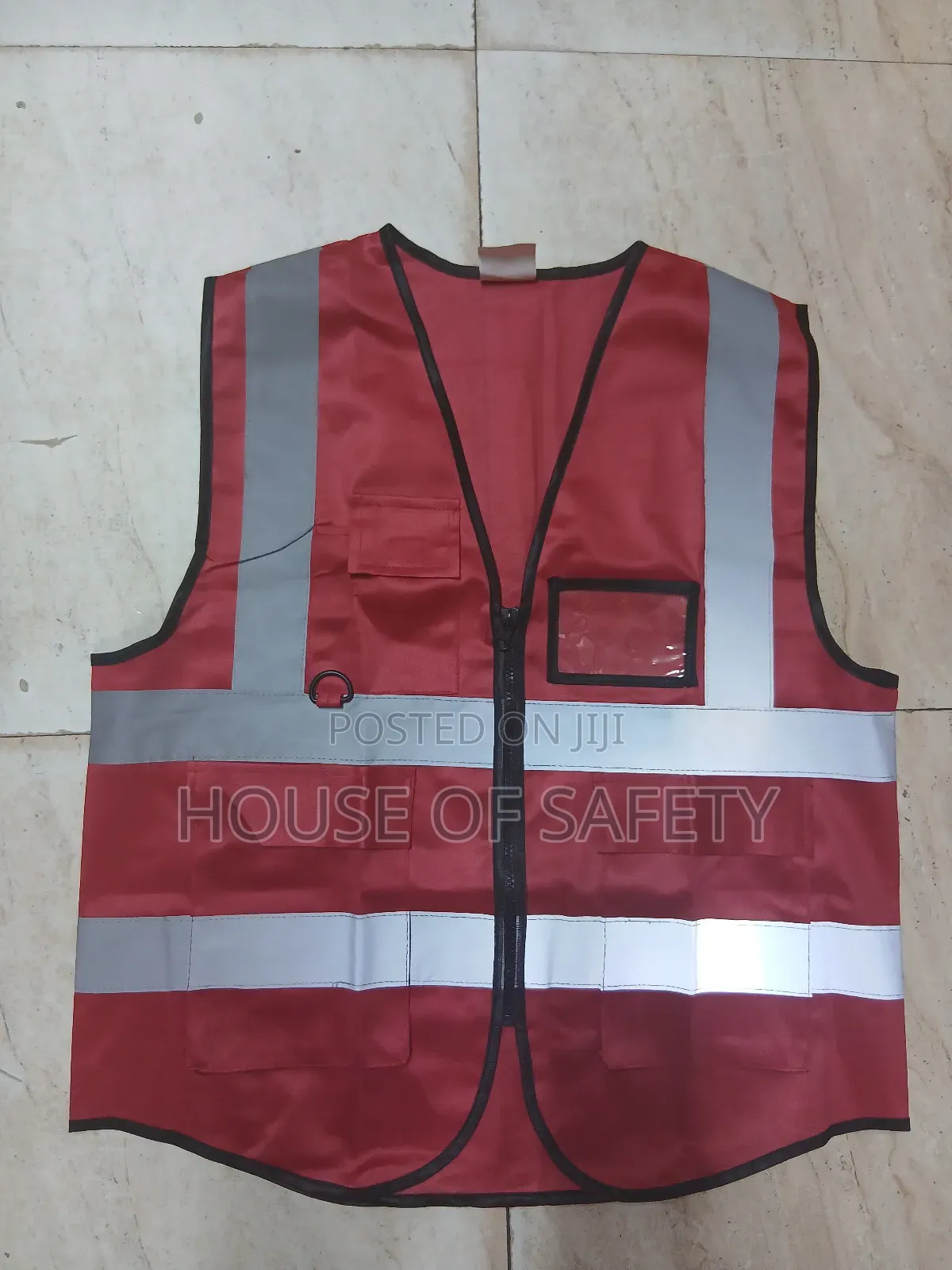 Red Safety Vests Silver Strip Reflectors