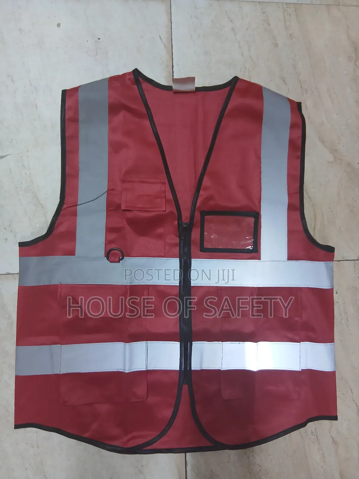 Red Safety Vests Silver Strip Reflectors