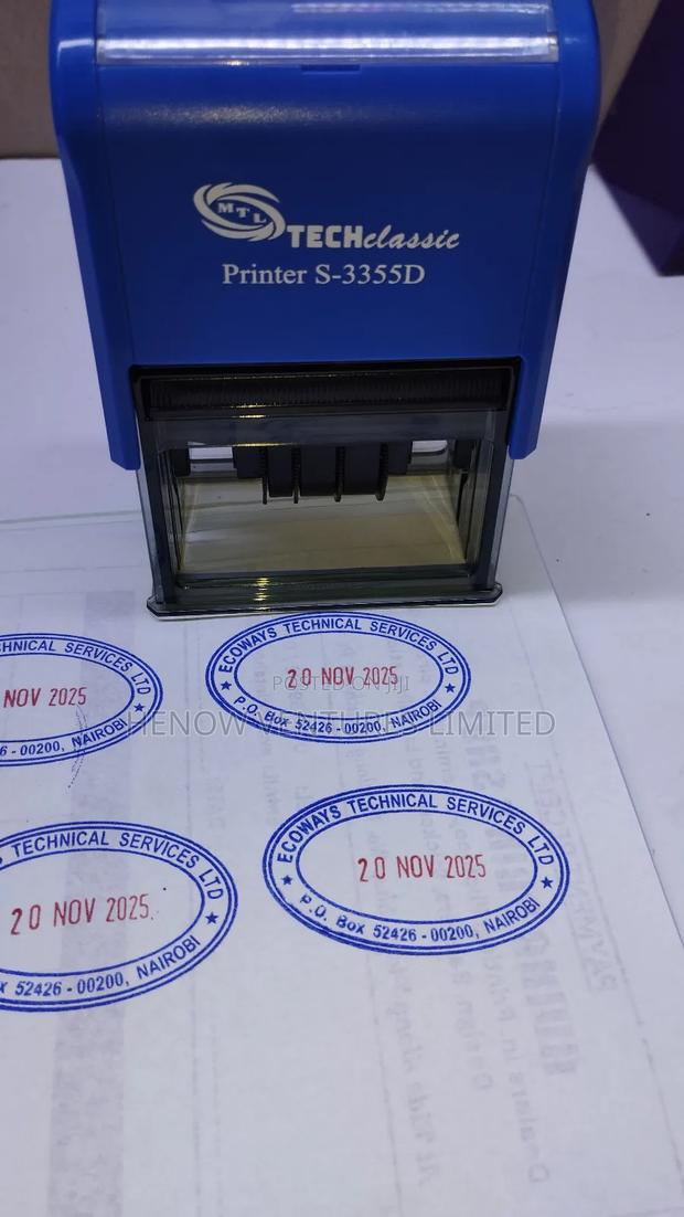 Tech Self Inking Rubber Stamp With Changeable Dates - main view