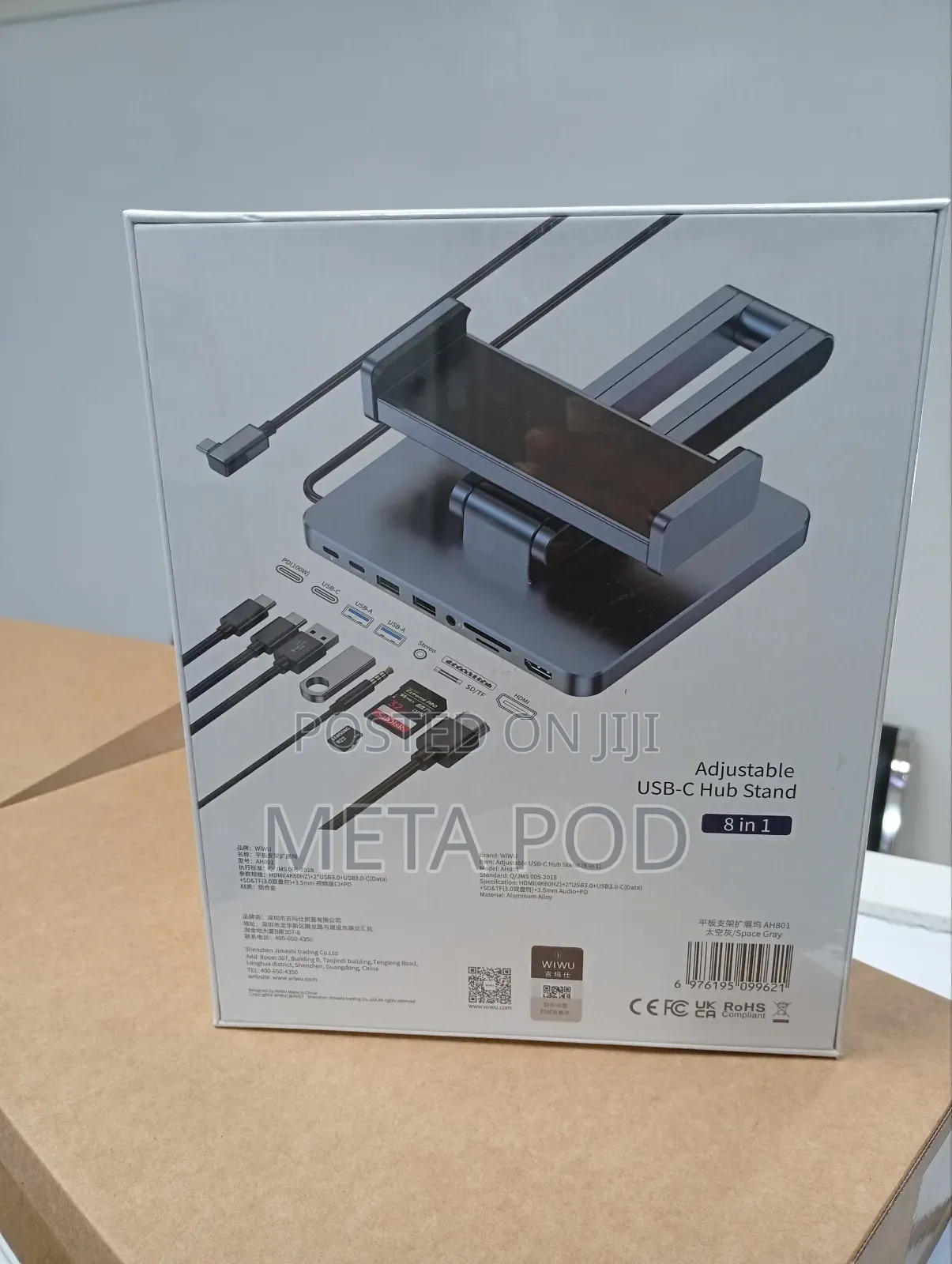 Wiwu Ah801 Adjustable 8-in-1 Usb-C Tablet Hub Stand