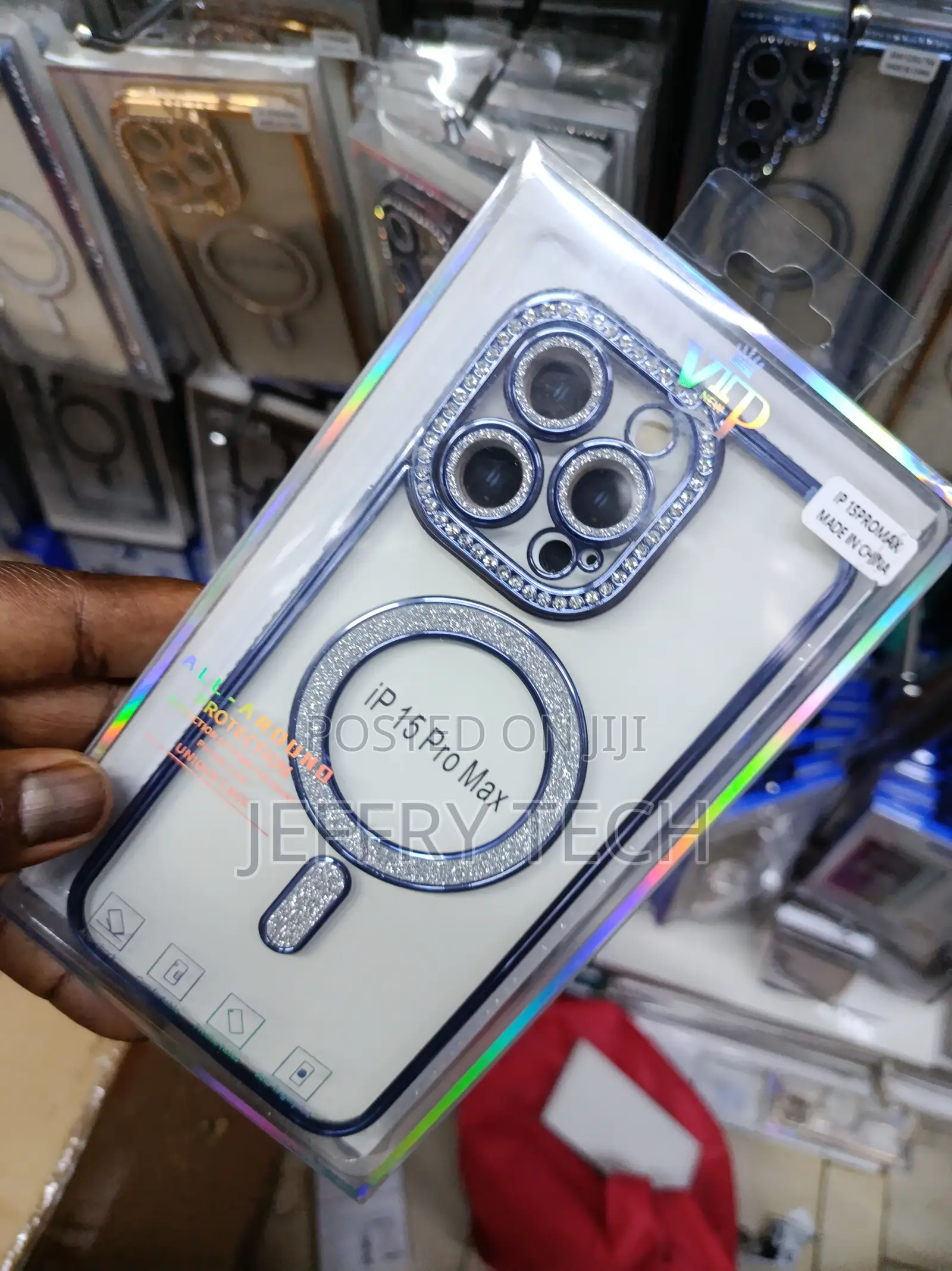 Aeasa iPhone 15 Pro Max Diamond Bling Plating Magnetic Case