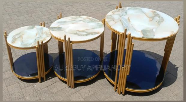 White 3 in 1 Executive Pure Marble Table - main view