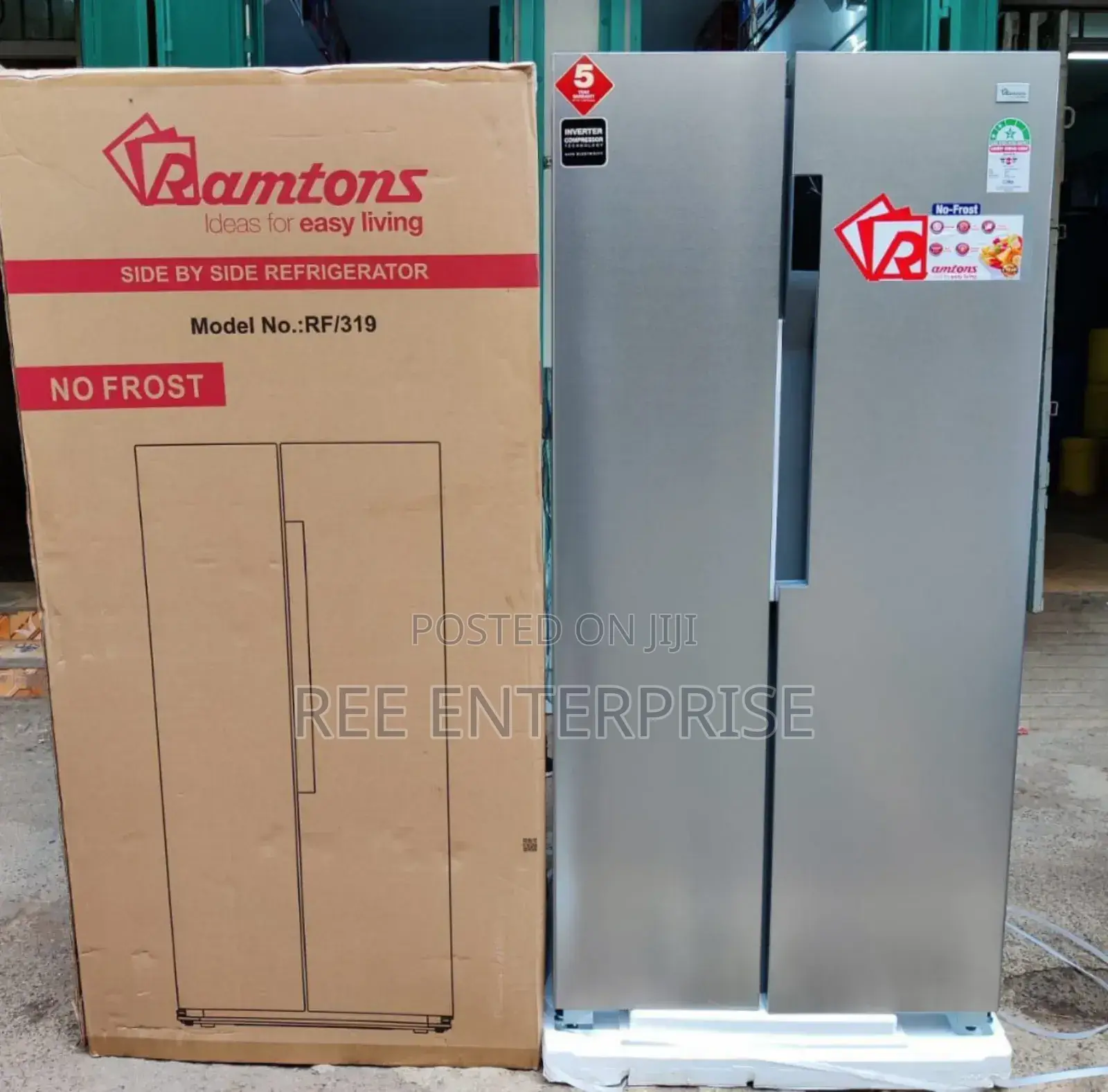 Rf/318 Ramtons Side by Side Fridge No Frost 430litres