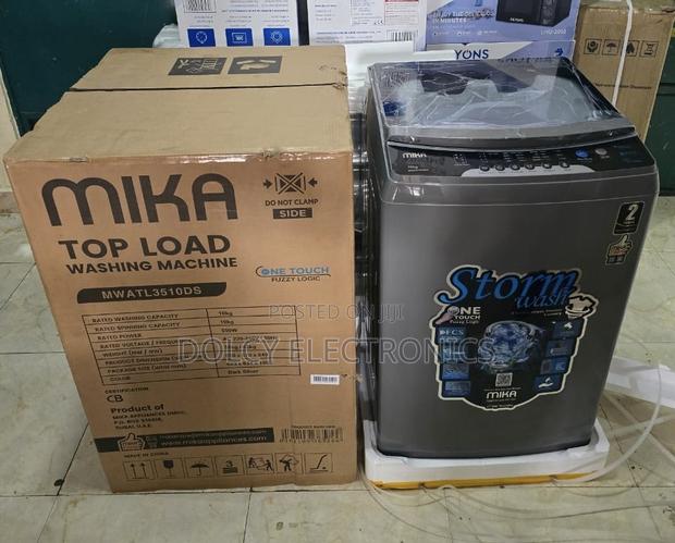 Mika Washing Machine, 10kg, Top Load Washer, Dark Silver