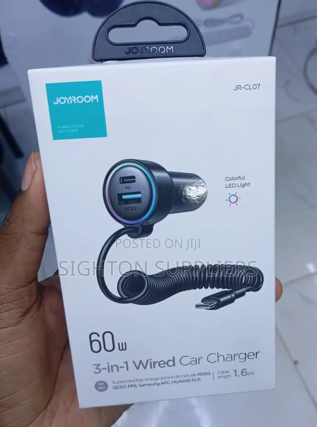 Joyroom Jr-Cl07 3-in-1 Wired Fast Car Charger 60w With Type-C Cable