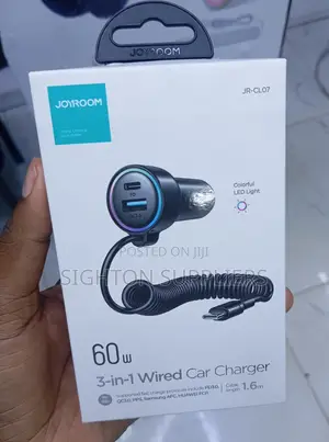Joyroom Jr-Cl07 3-in-1 Wired Fast Car Charger 60w With Type-C Cable