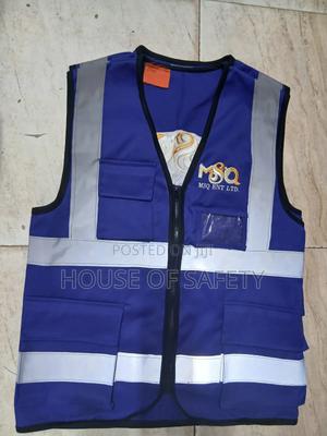 Short Sleeve Royal Blue Safari Jackets Cotton Material - thumbnail 2