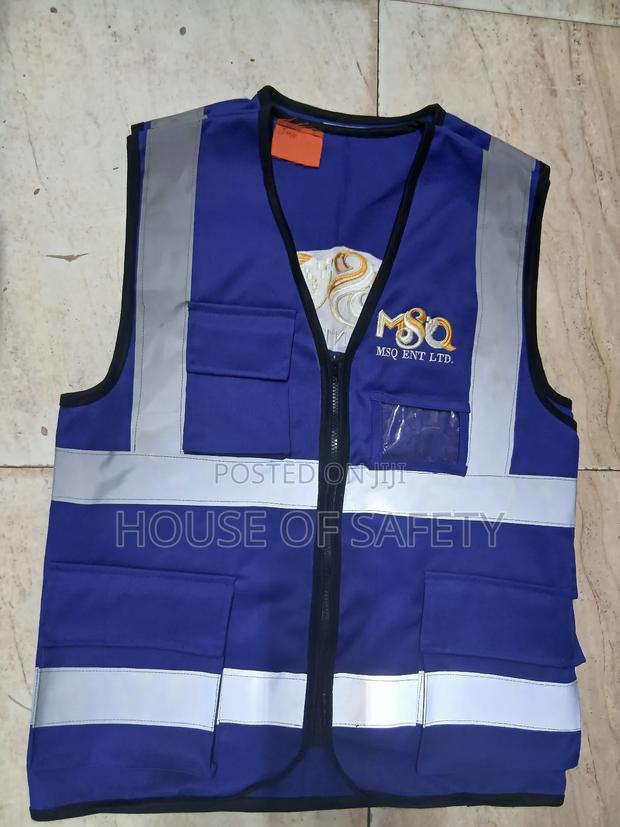 Short Sleeve Royal Blue Safari Jackets Cotton Material - main view