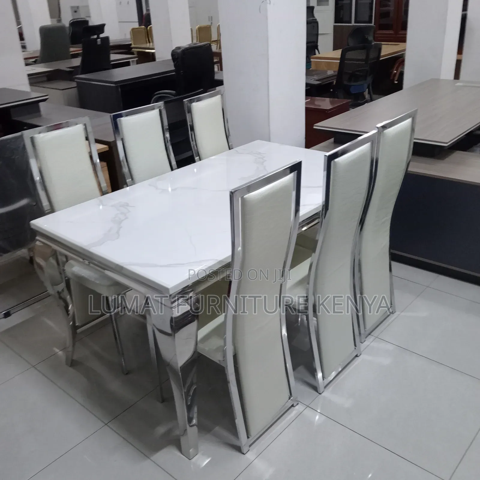 Sleek White Family Dining Set