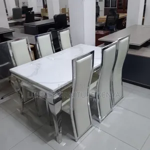 Sleek White Family Dining Set