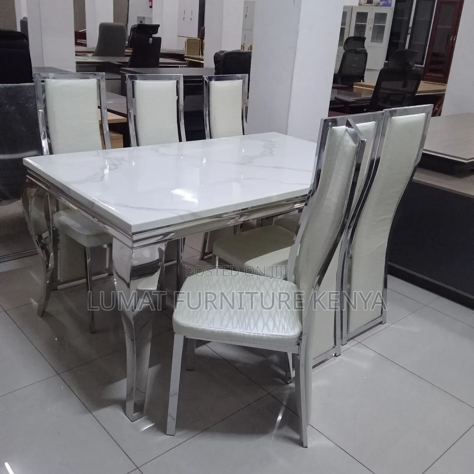 Sleek White Family Dining Set