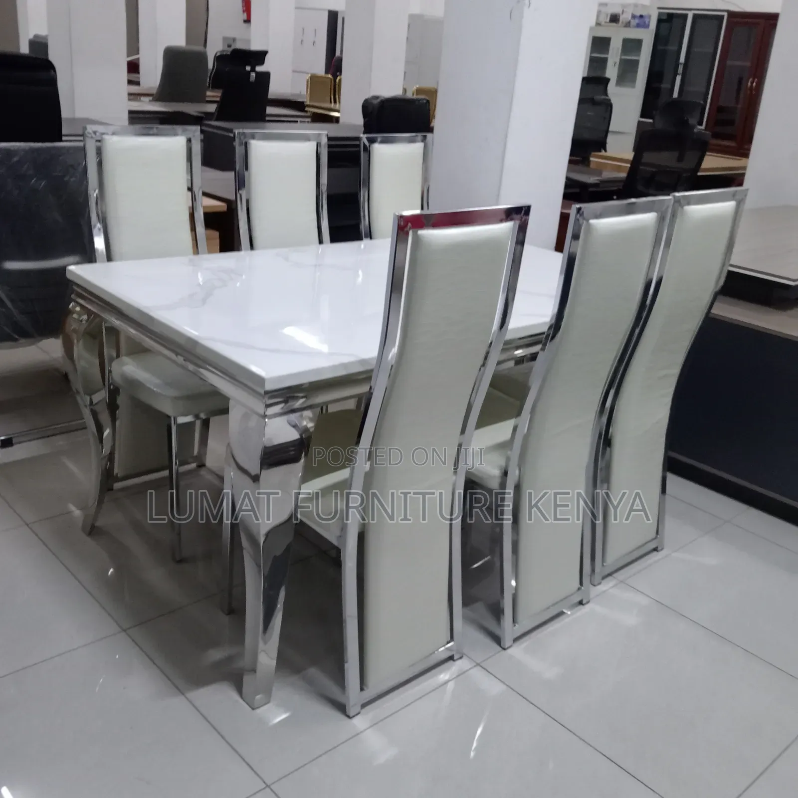 Sleek White Family Dining Set