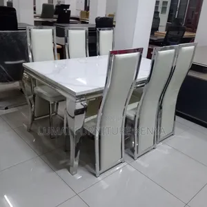 Sleek White Family Dining Set