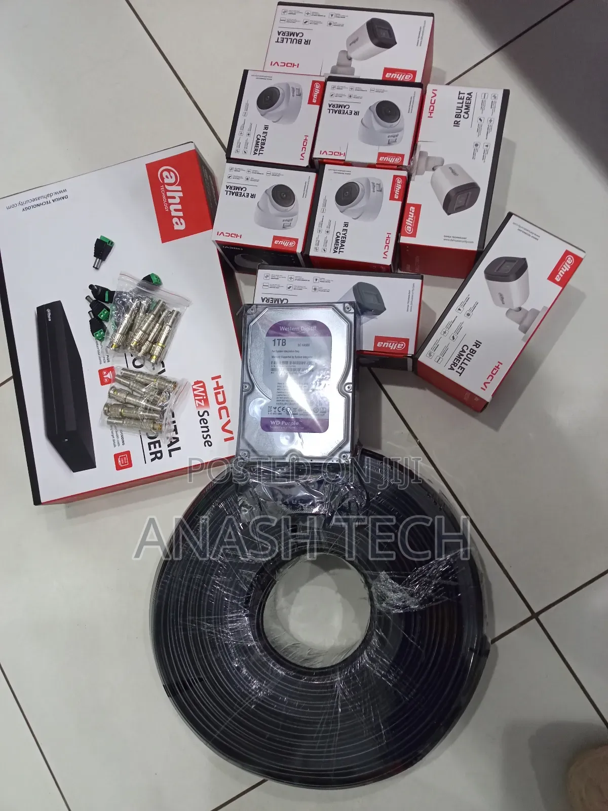 Super Dahua 4 Channel Kit CCTV Cameras Full Kit Security + 500gb HDD