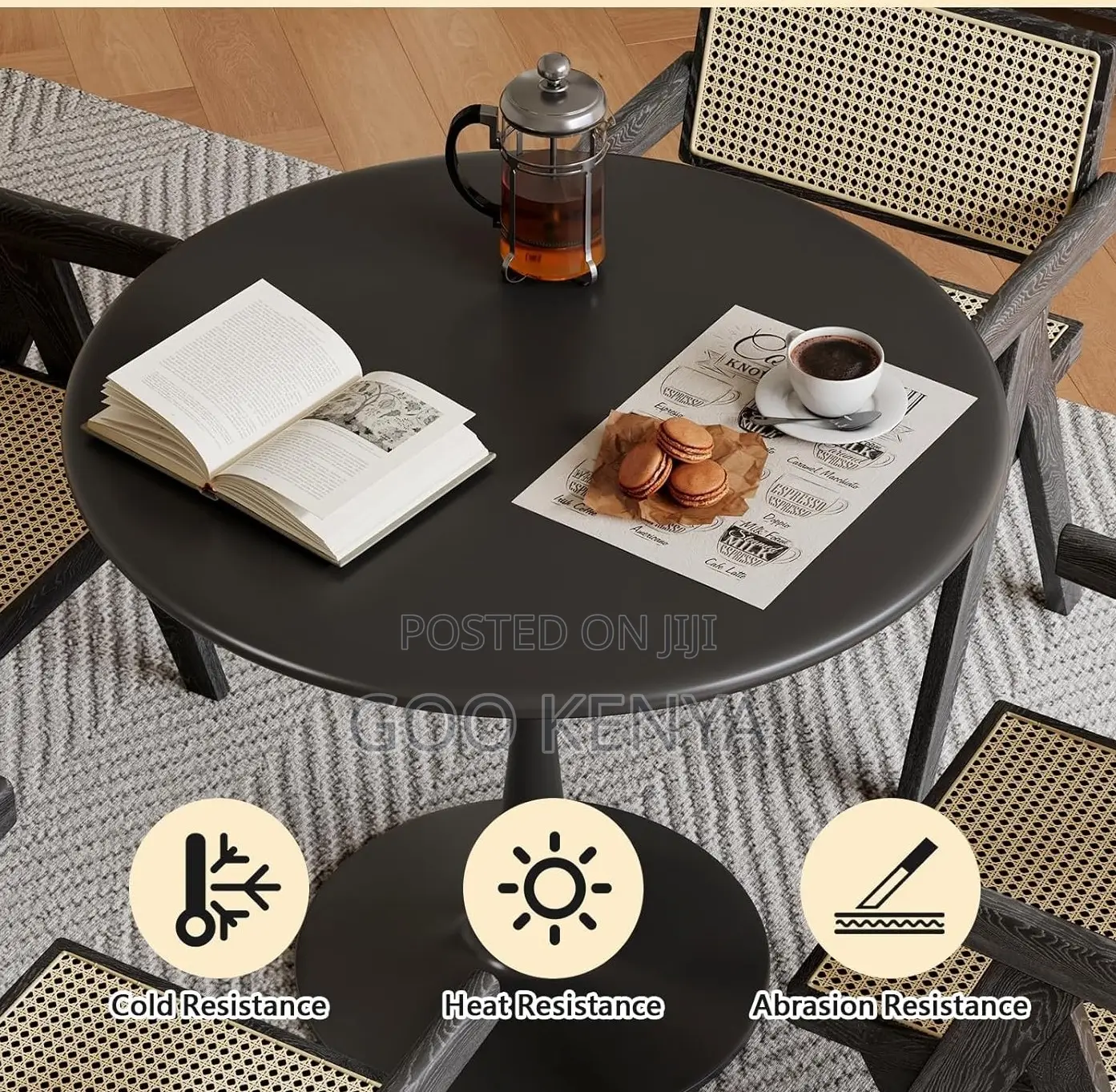 Home Table; Metal Base Table – Easy Assembly Round Marble Design