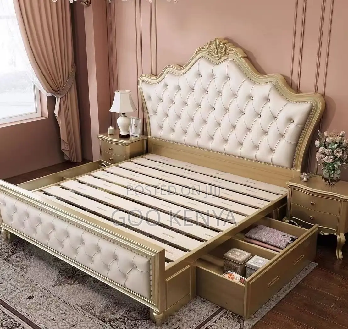 Home Bed; High-Grade Upholstered Queen Bed With Storage Solution