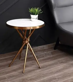 Home Table; Elegant Gold-Framed Tempered Glass Coffee Table for Home