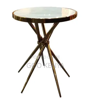 Home Table; Elegant Gold-Framed Tempered Glass Coffee Table for Home