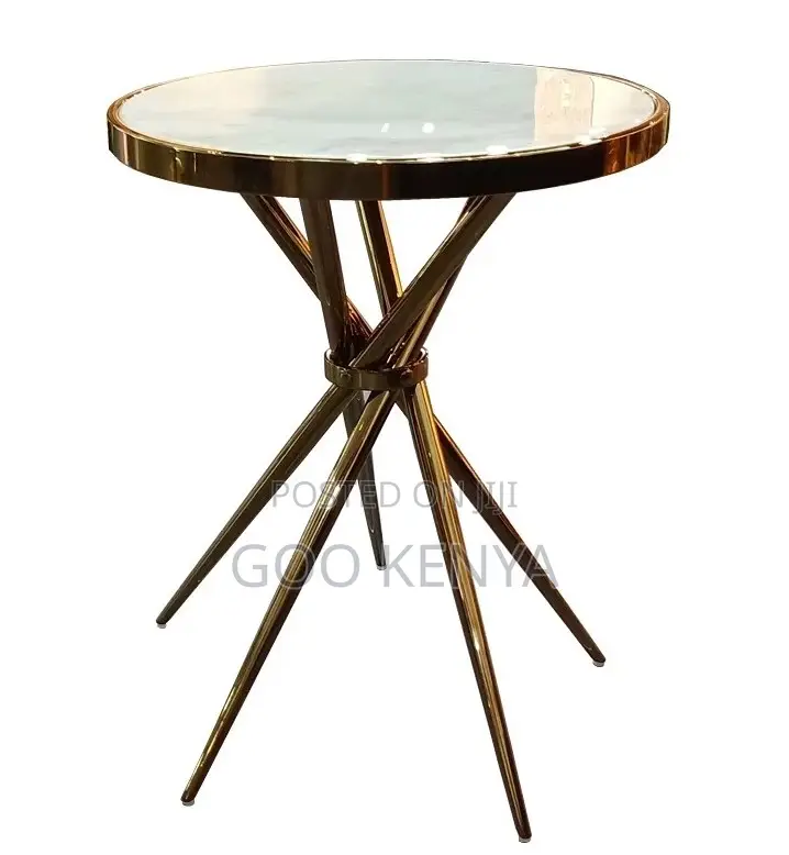 Home Table; Elegant Gold-Framed Tempered Glass Coffee Table for Home