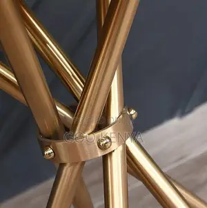 Home Table; Elegant Gold-Framed Tempered Glass Coffee Table for Home