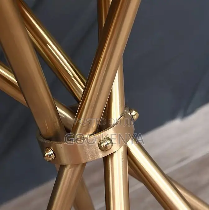 Home Table; Elegant Gold-Framed Tempered Glass Coffee Table for Home