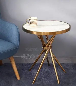 Home Table; Elegant Gold-Framed Tempered Glass Coffee Table for Home