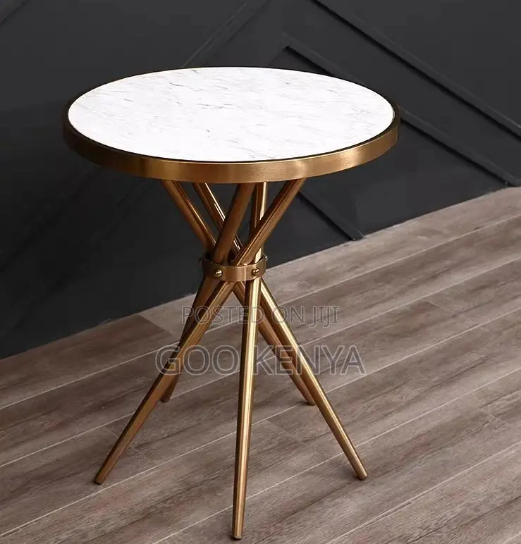 Home Table; Elegant Gold-Framed Tempered Glass Coffee Table for Home