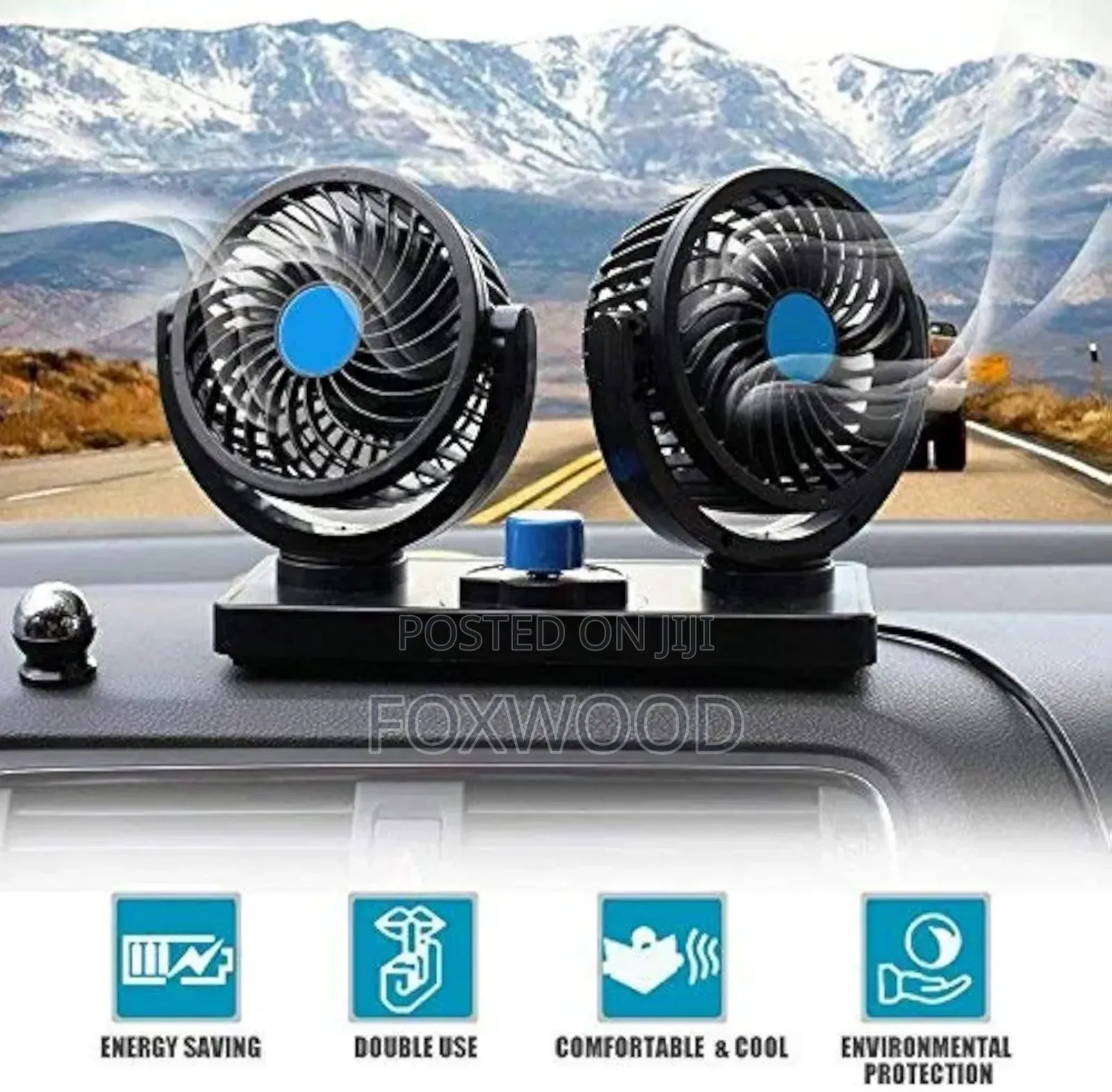 12v Dc Electric Dual-Head Car Cooling Fan.