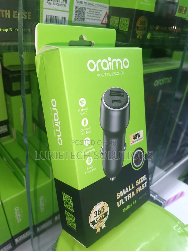 Oraimo Car Phone Charger 48 Watts , Compact Solid 5a Charging Cable - main view
