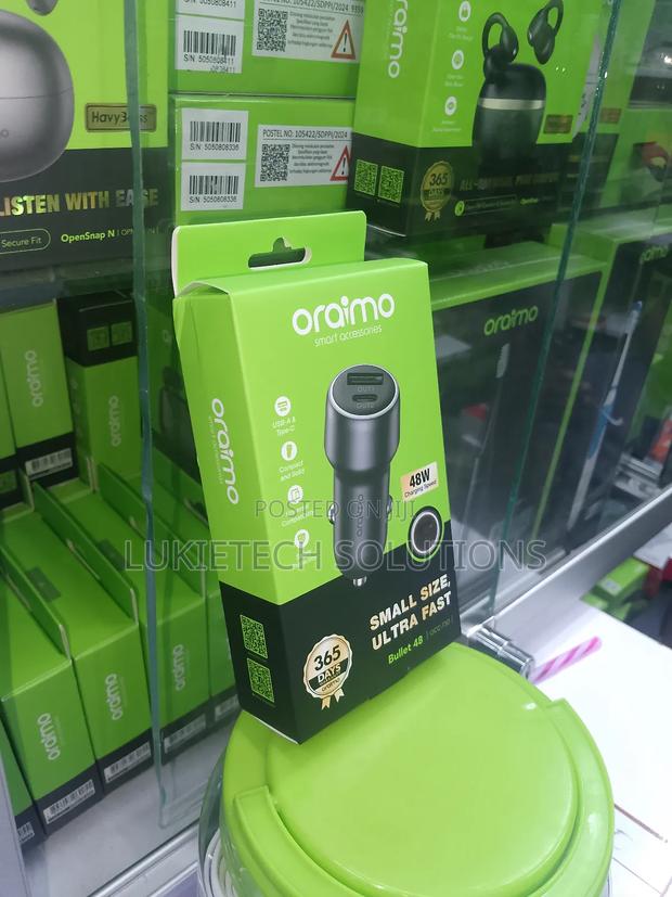 Oraimo Car Phone Charger 48 Watts , Compact Solid 5a Charging Cable - thumbnail 2