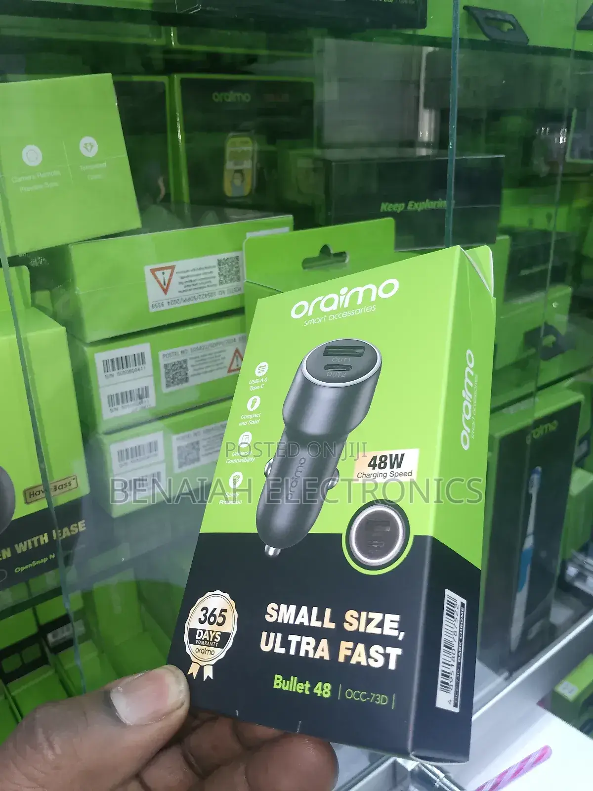 Oraimo Car Phone Charger With 48 Watts Charging Speed Type C Cable