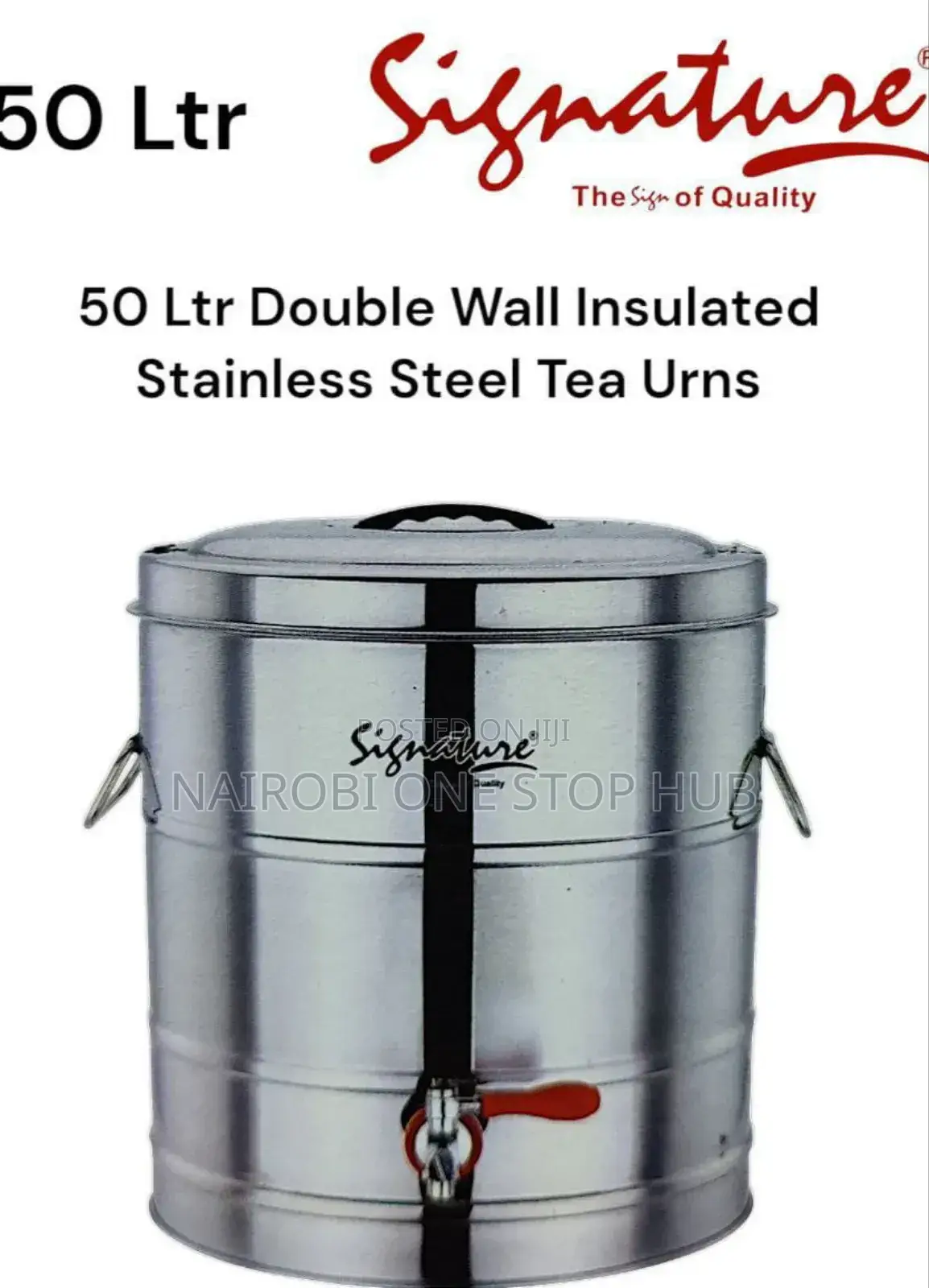 50 LTR Double Wall Insulated Stainless Steel Tea Urn 2 PCS in Box
