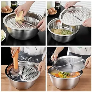 26cm 4pcs Set Colander Stainless Steel Bowl With Lid, Kitchen Cookin