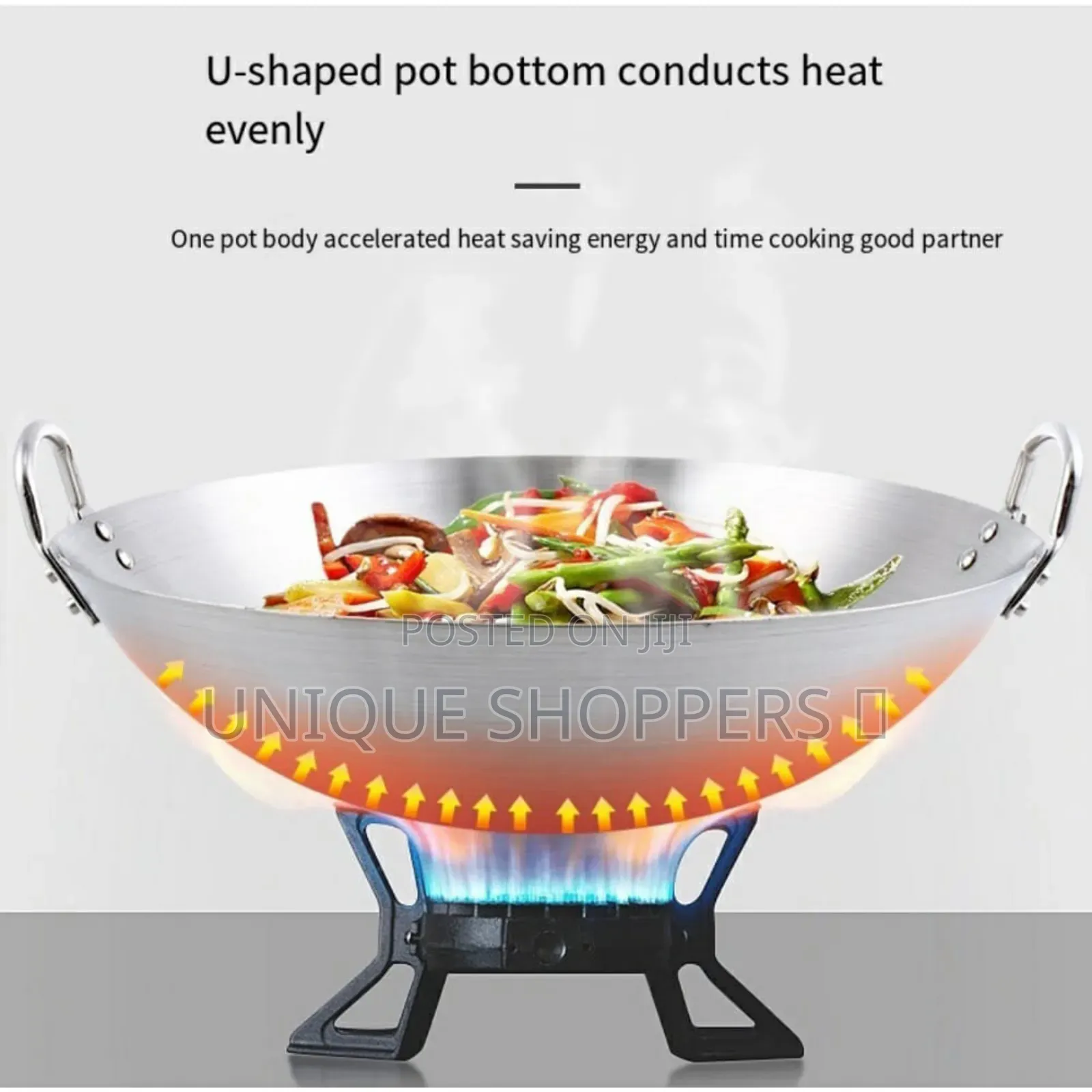 Quality Thickened Heavy Gauge Aluminum Two Sided-Handle Wok Frying Pan