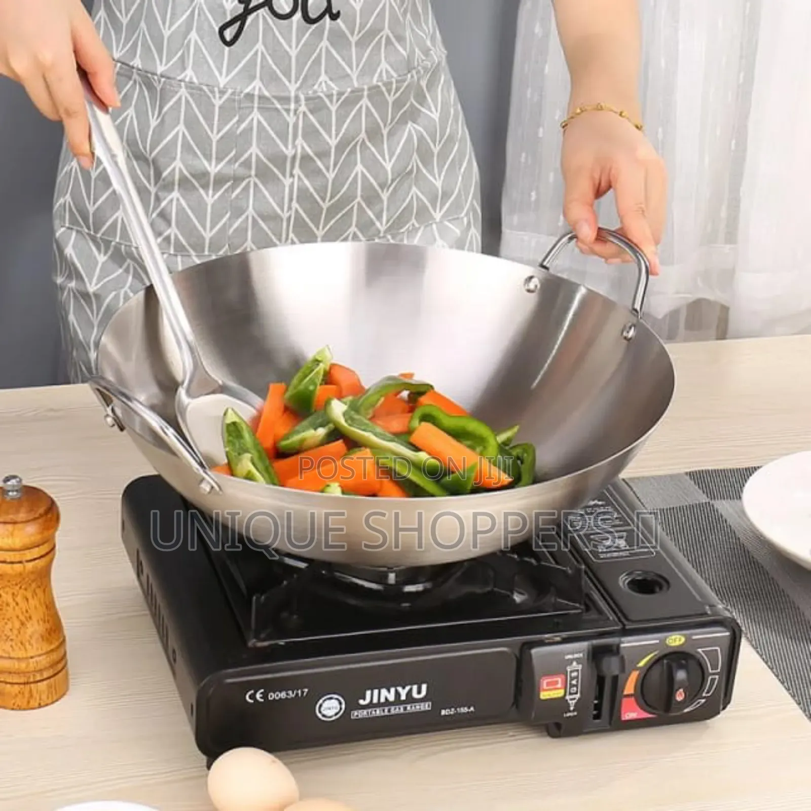 Quality Thickened Heavy Gauge Aluminum Two Sided-Handle Wok Frying Pan